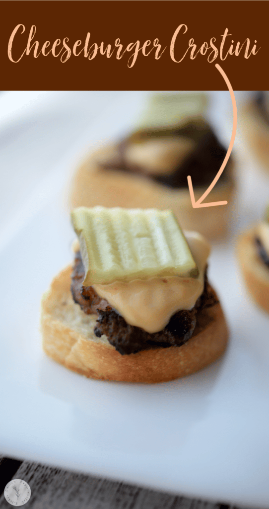 Cheeseburger Crostini on a plate