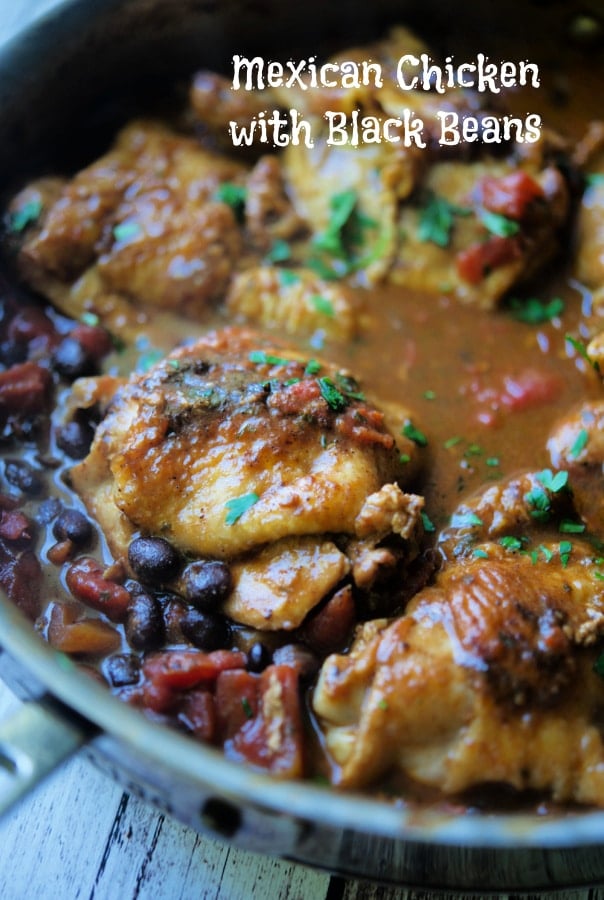 Mexican chicken thighs in a skillet
