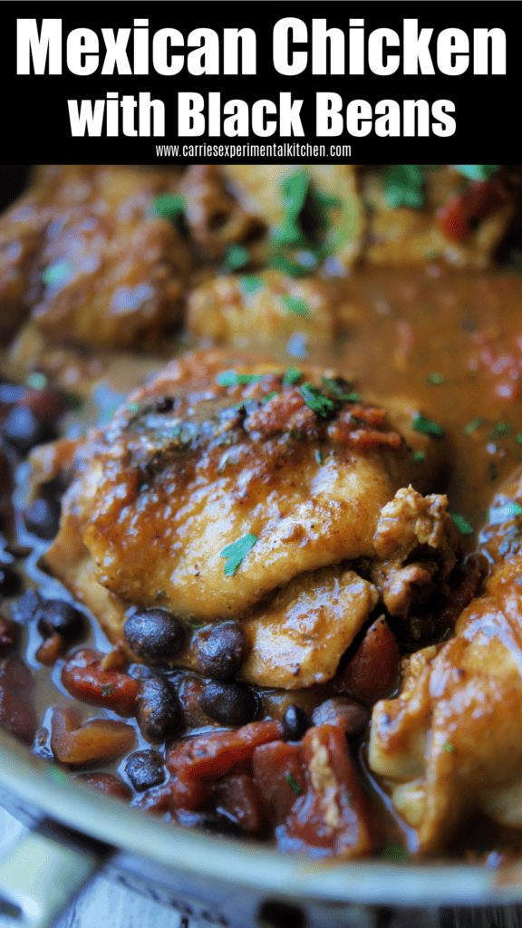 Mexican Chicken with Black Beans in a skillet
