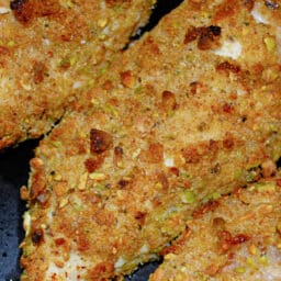 Pistachio Breaded Baked Chicken on a plate