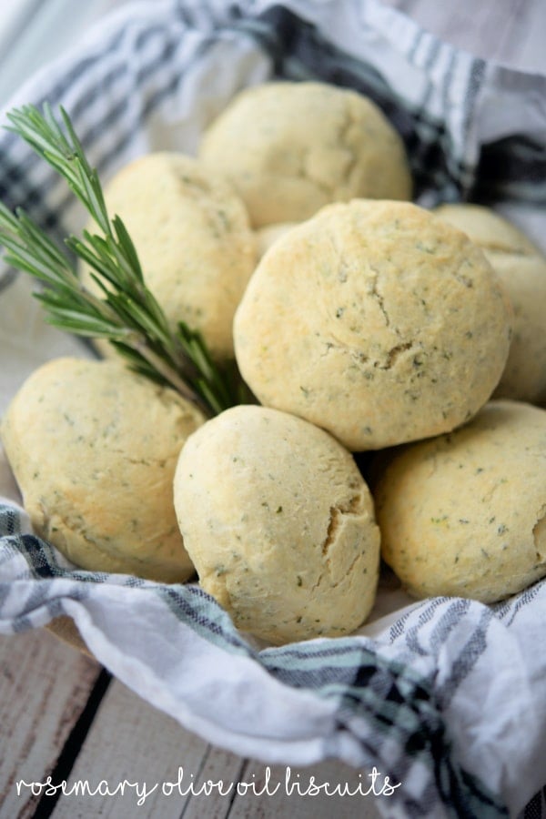 Biscuits in a basket with rosemary