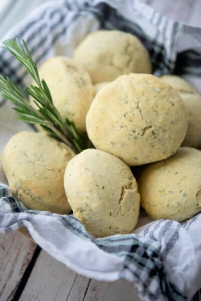 Rosemary Olive Oil Biscuits in basket.