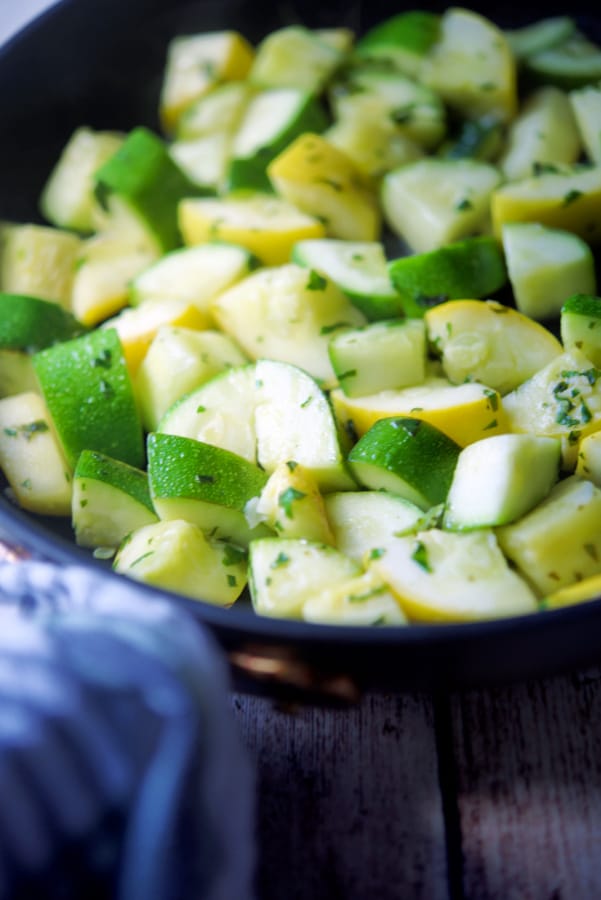 Cooked Summer Squash in a skillet