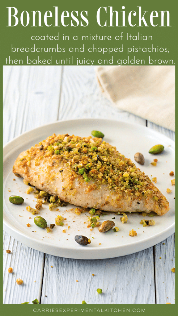 pistachio baked chicken breast on a plate