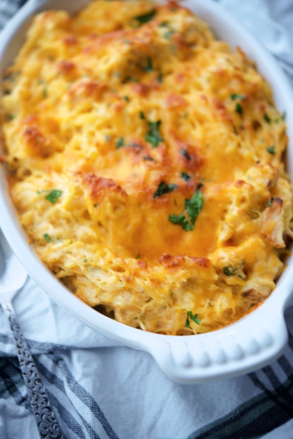 Overhead picture of buffalo spaghetti squash