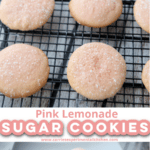 A collage photo of pink lemon sugar cookies.