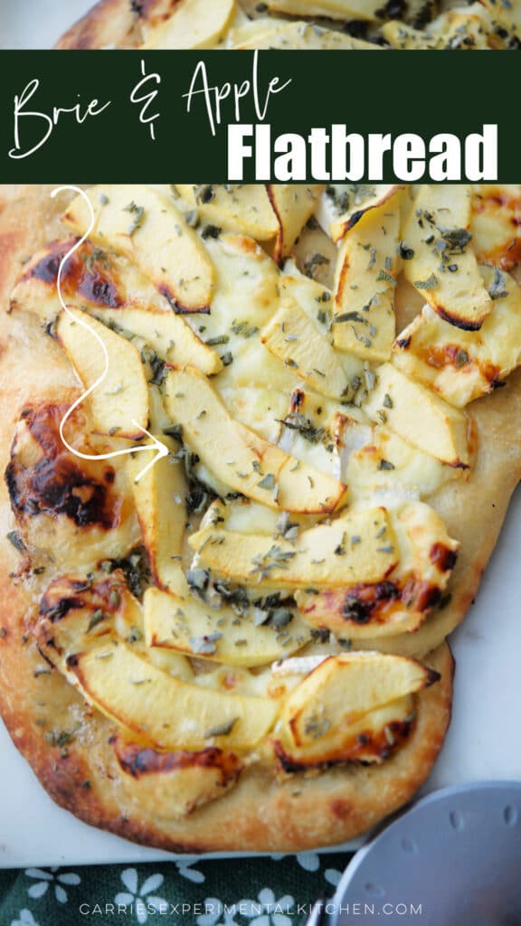 Creamy Brie Apple Flatbread on cutting board