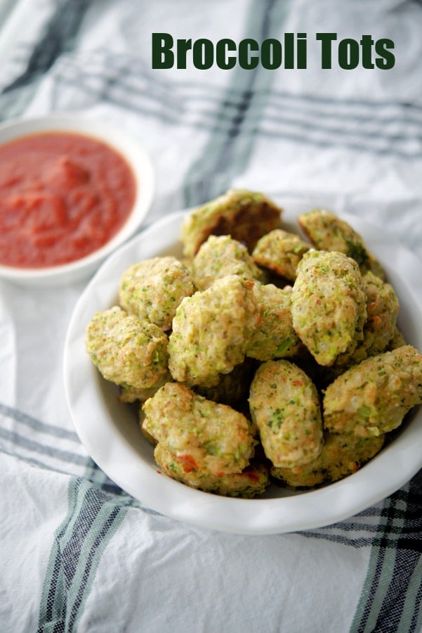 Broccoli Tots in a white dish