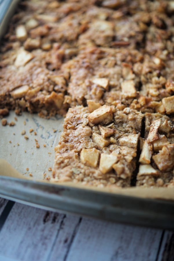 apple nut bars on a sheet pan