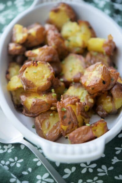 Chive Butter Smashed Potatoes