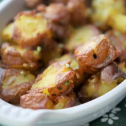 A close up of smashed potatoes