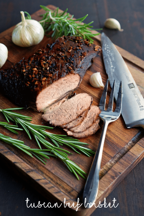 tuscan brisket on a cutting board