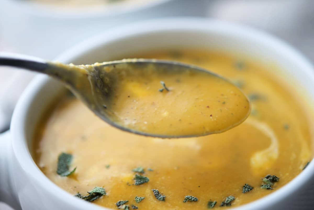 Butternut squash on a spoon