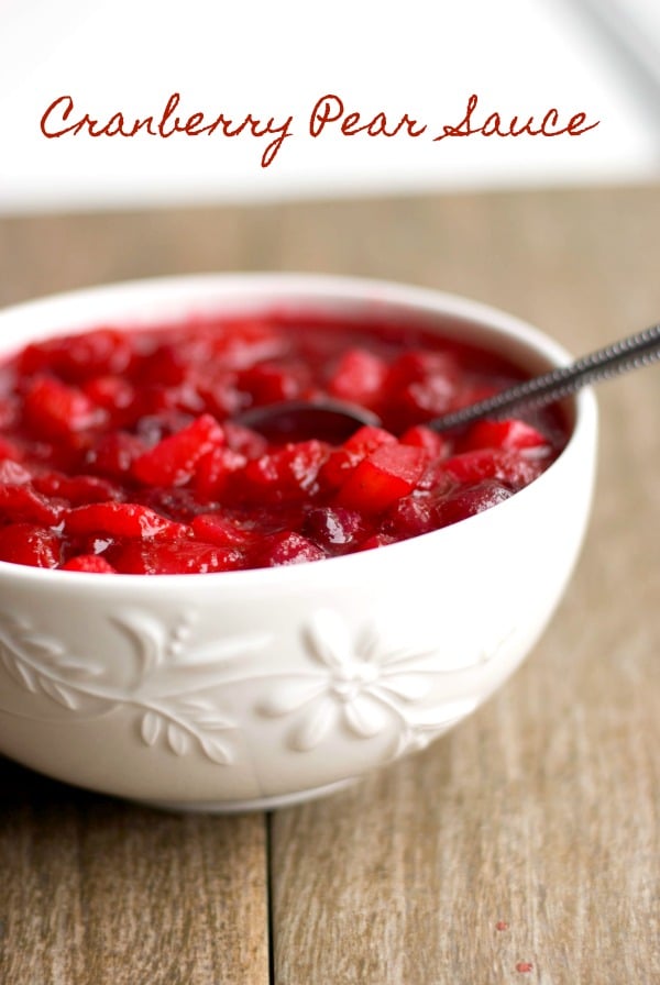 cranberry sauce with pears in a bowl
