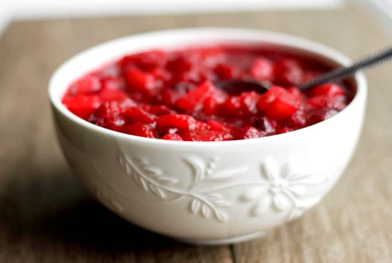 A close up of red cranberry sauce 