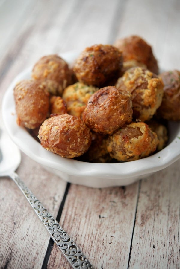 Roasted baby potatoes in a bowl