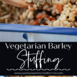 A collage of barley stuffing in a dish