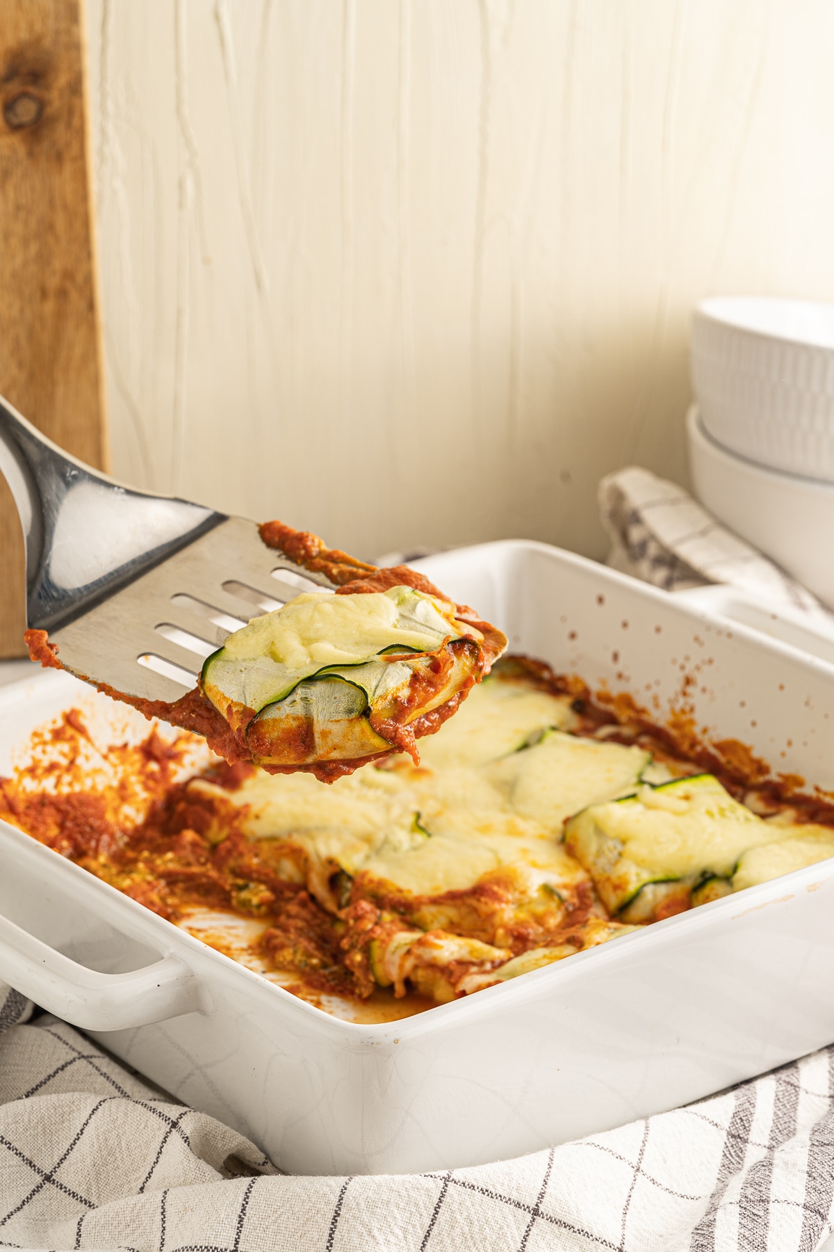 zucchini ravioli on a spatula