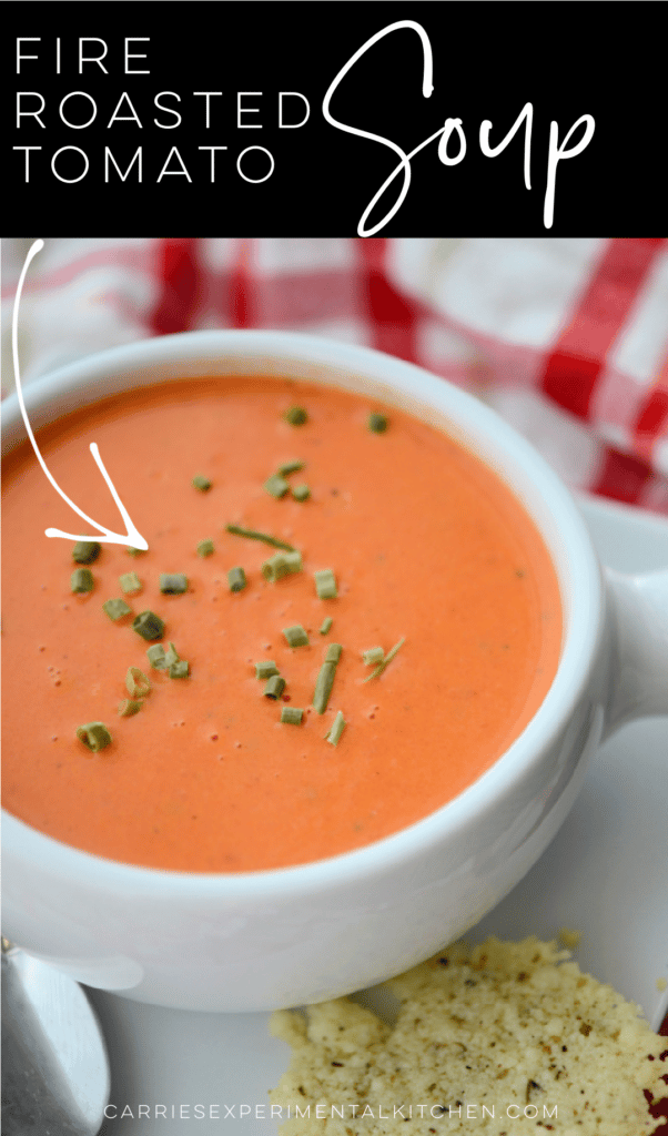 fire roasted tomato soup with text