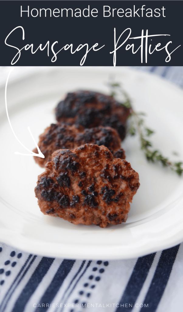 pork breakfast sausage patties on a white plate