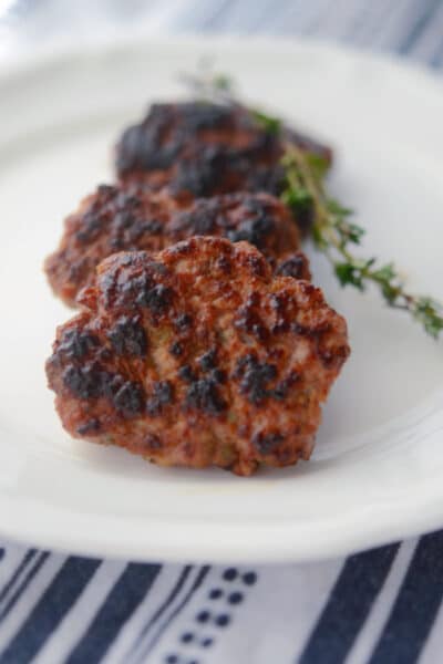 pork sausage patties on a plate