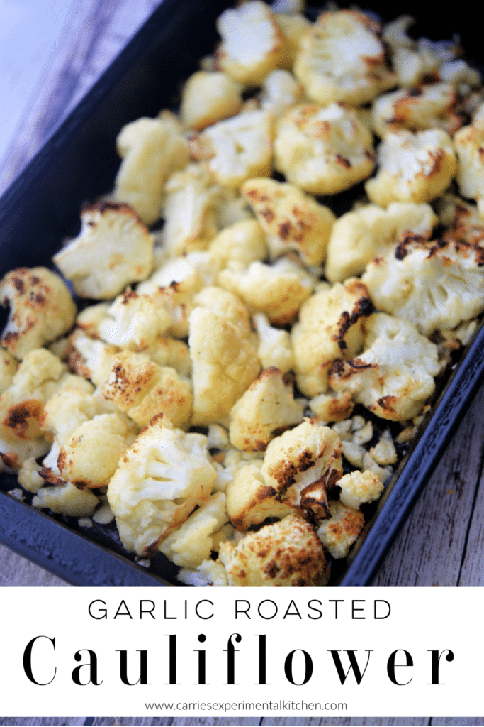 cauliflower roasted in a pan with garlic