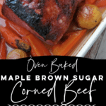 collage photo of maple brown sugar corned beef