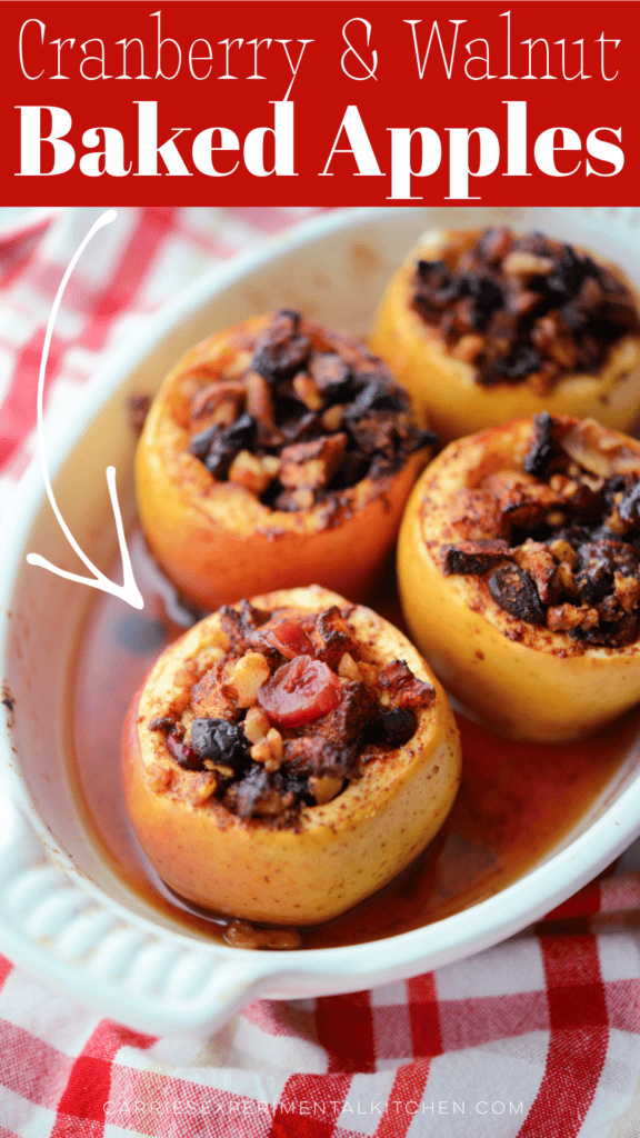 baked apples with cranberries in a dish