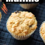 carrot raisin muffin on a cooling rack