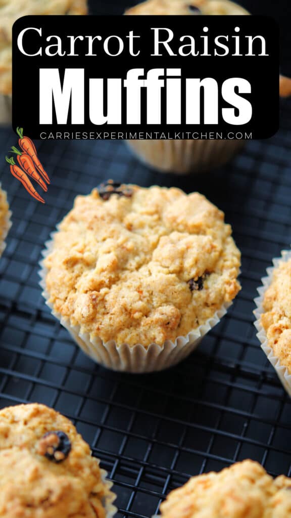 carrot raisin muffin on a cooling rack