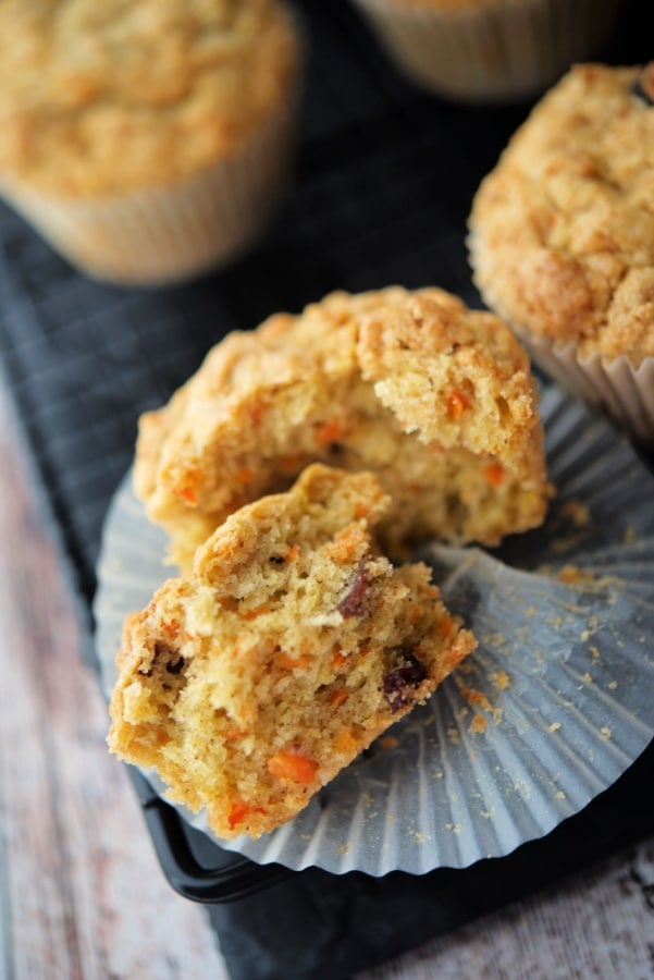 carrot muffin cut in half