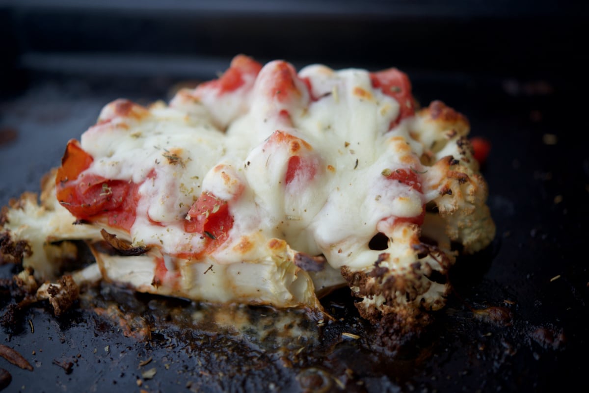 a close up of roasted cauliflower parmesan