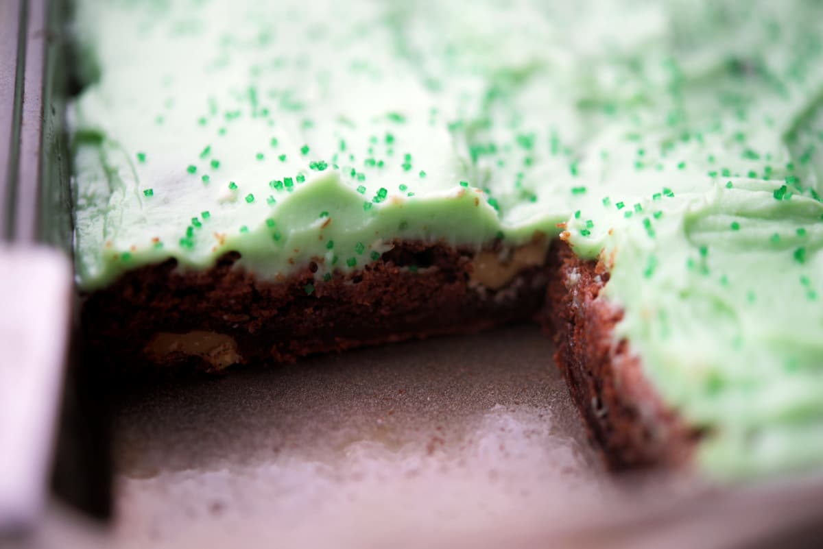 a close up of irish brownies