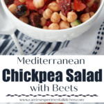 collage photo of a bowl of chickpea salad with beets