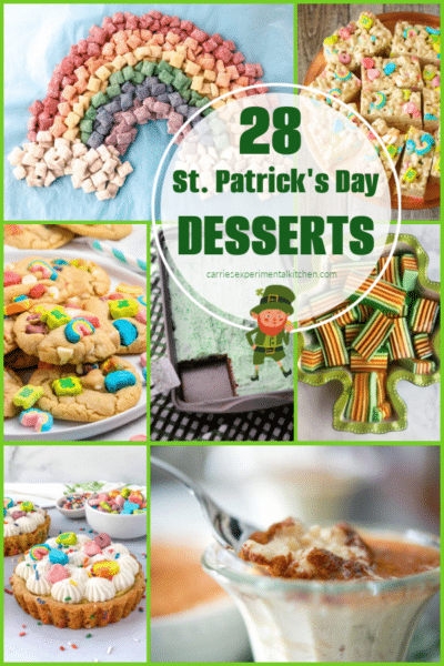 collage photo of st patricks day desserts