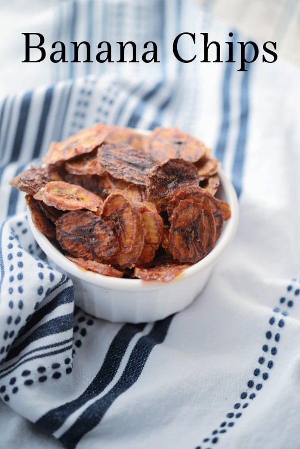 a bowl of homemade banana chips