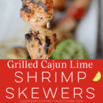 collage photo of grilled shrimp on a skewer