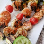 a plate of grilled shrimp