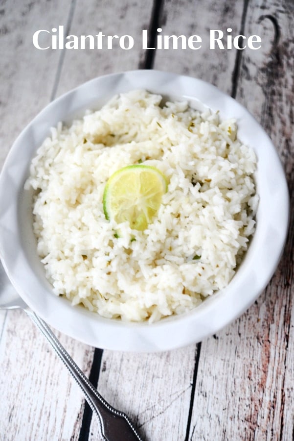 lime rice in a white bowl
