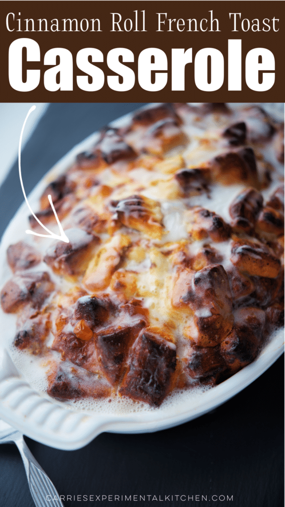 cooked french toast casserole in a white dish