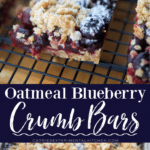 collage photo of oatmeal crumb bars with blueberries