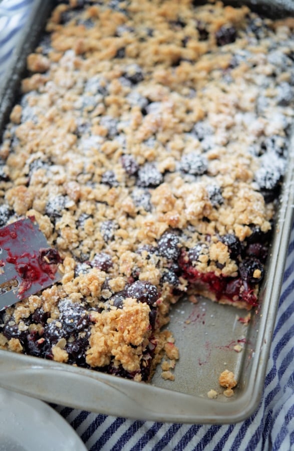 a pan of crumb bars