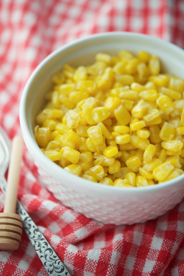 corn in a white bowl