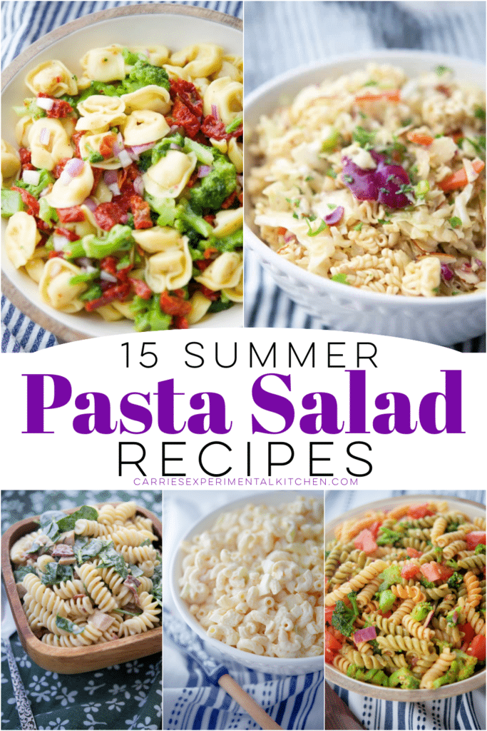 a collage of different pasta salad recipes