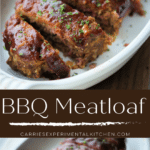 collage photo of sliced bbq meatloaf