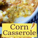 collage photo of baked corn casserole