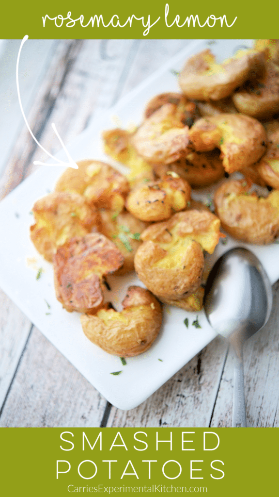 baby smashed potatoes with lemon on a plate