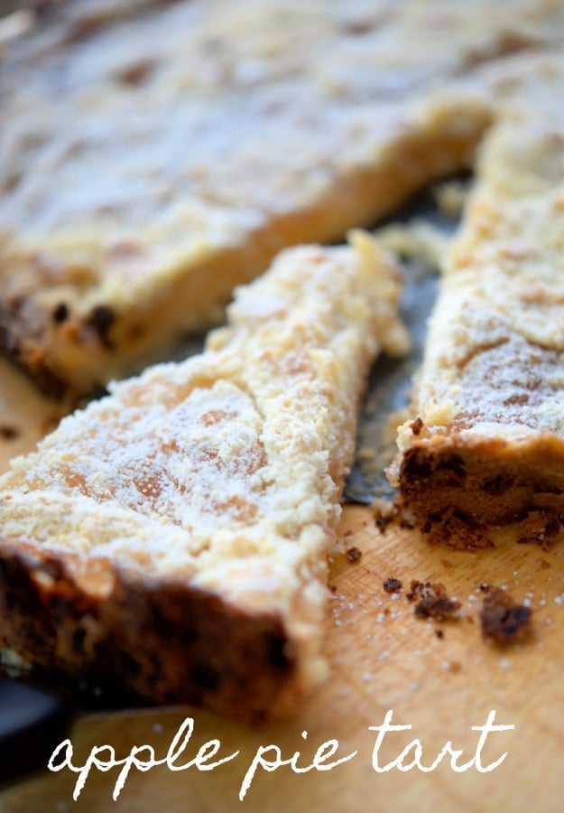 a slice of apple pie tart cut out