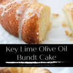 collage photo of key lime olive oil cake