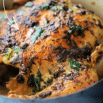 a whole roasted chicken with pesto